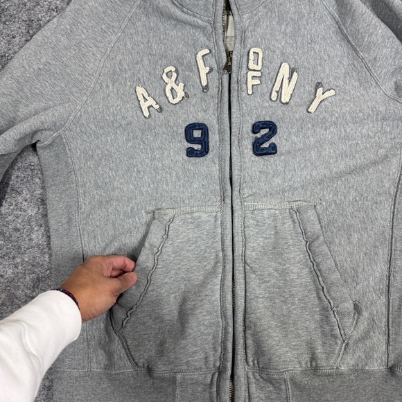 Abercrombie & Fitch Men's Y2K Light Gray High Neck Zip Up Jacket Size XL - Picture 8 of 16